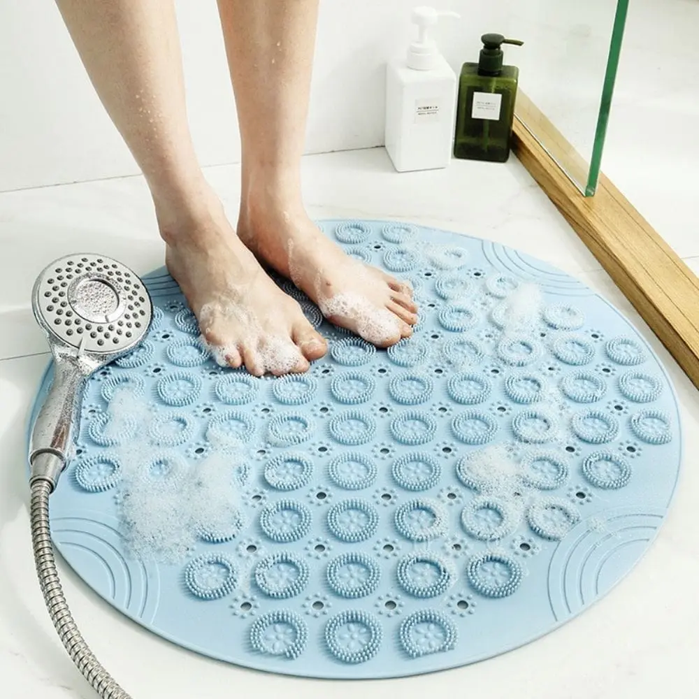 Runder Duschvorleger mit Massagepunkten, blau, für Badewanne oder Dusche, rutschfest und schaumfest.