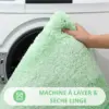 Grün-Weisse Badematte, weiches Material, maschinell waschbar, Badezimmer-Textil.