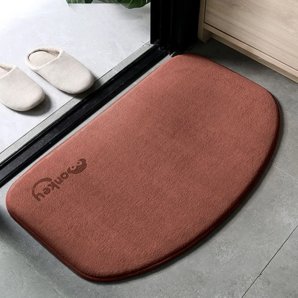 Halbmond Badteppich Mikrofaser, braun, weich, für Badezimmer, rutschfest, modernes Design.