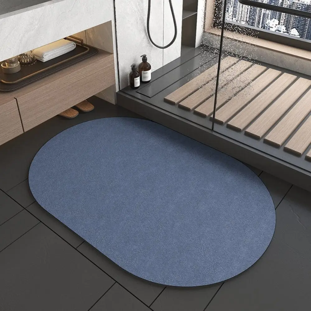 Japanischer Diatomit-Teppich blau oval, Badezimmermatte mit natürlicher Absorptionsfunktion.