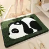 Jumbo Badezimmerteppich mit Panda-Motiv, grün, weich, für Badezimmer.