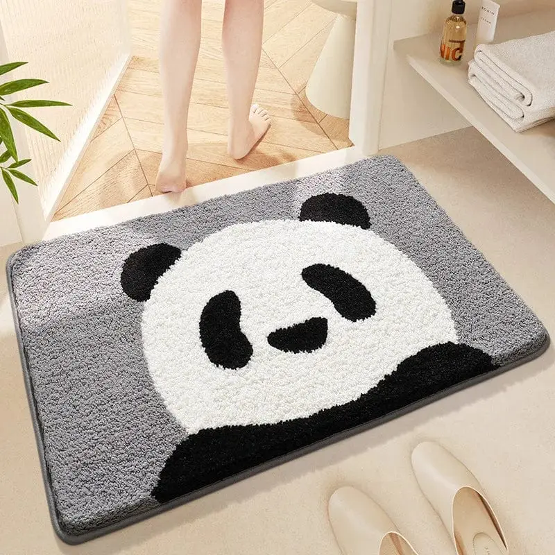 Jumbo Badezimmerteppich mit Panda-Motiv, weiches Material, ideal für Badezimmer.