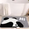 Jumbo Badezimmerteppich mit Panda-Motiv, grau-schwarz, Badematte für Kinder und Erwachsene.