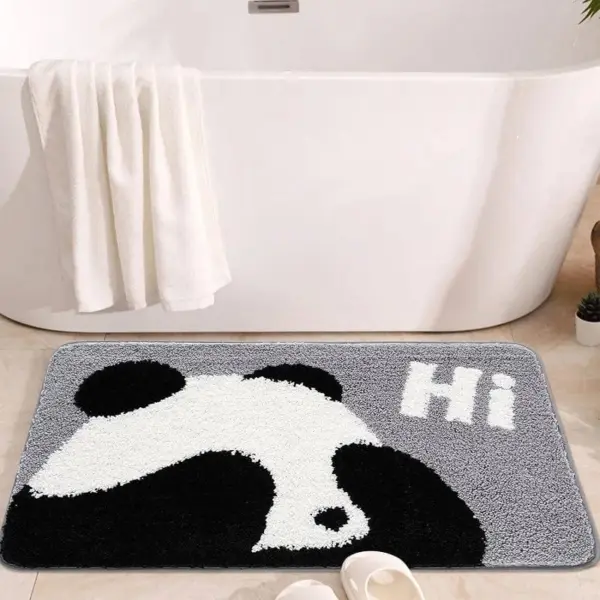 Jumbo Badezimmerteppich mit Panda-Motiv, grau-schwarz, Badematte für Kinder und Erwachsene.