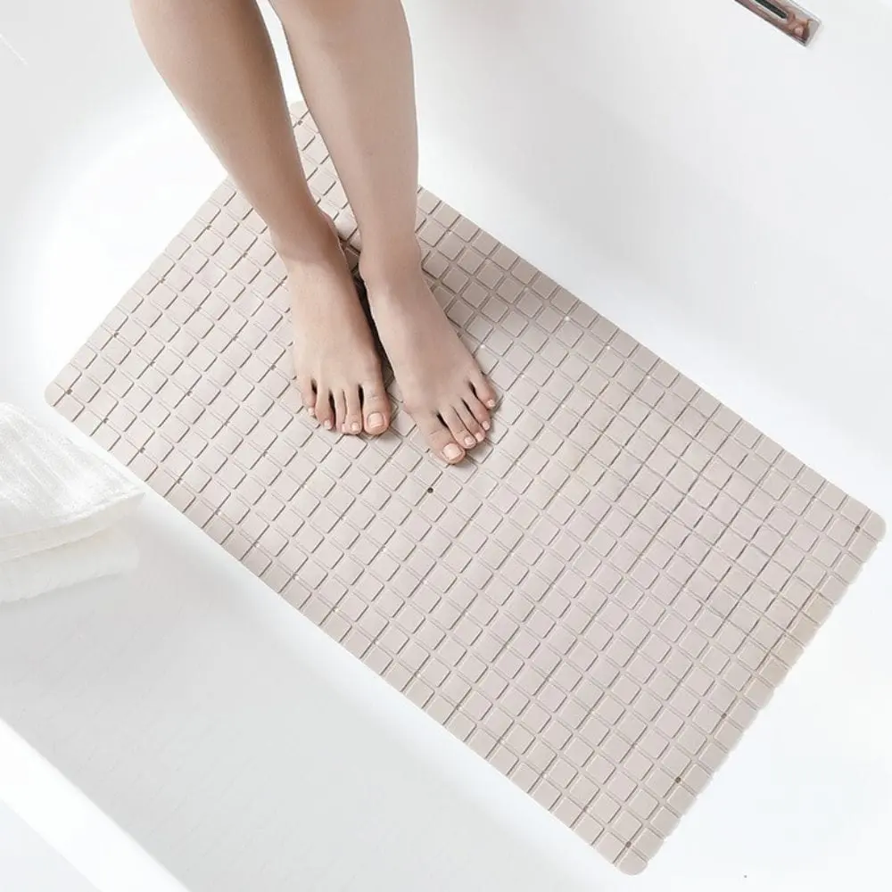 Rutschfeste Duschmatte für Senioren, beige, mit Mosaikstruktur, Badteppich im Bad.