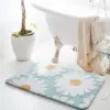 Skandinavischer Badteppich mit Margeritenmuster, hellblau-weiß, für Badezimmer.